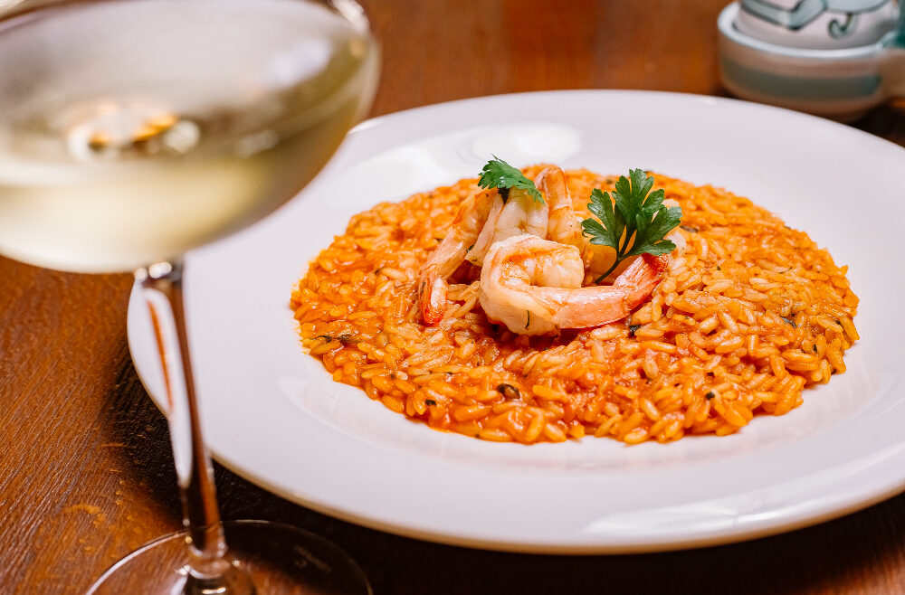 Tiger prawns risotto